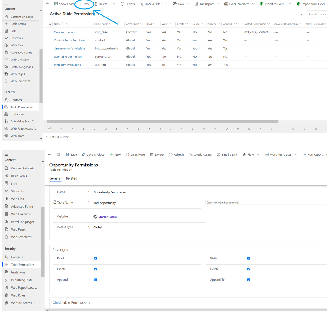 Power Apps portal permissions