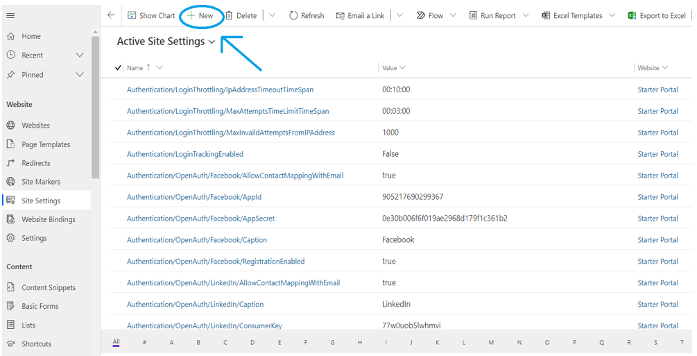 Power Apps portal settings 1